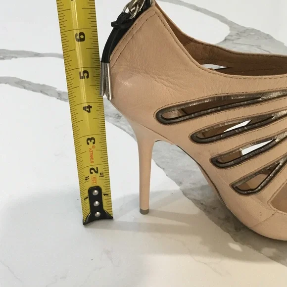 L.A.M.B Elegant Beige and Metallic Women's Heels - Picture 4 of 4